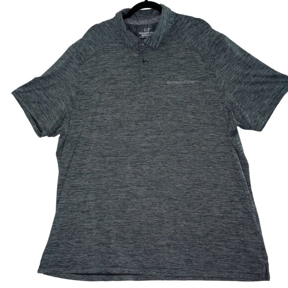 Vineyard Vines Shirt Golf Polo Men's Performance 2XL Dark Gray Striped - Picture 1 of 5